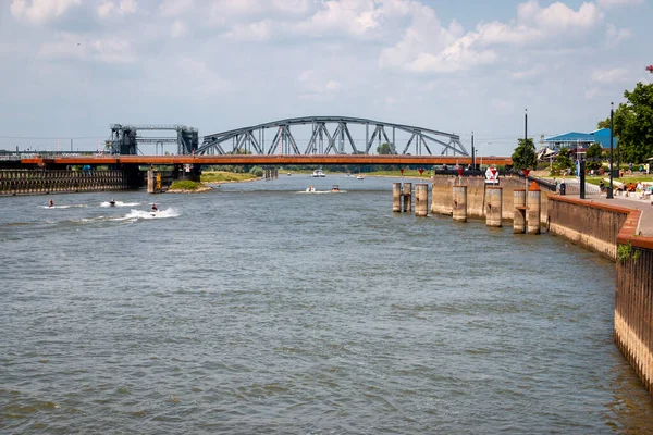 Zutphen Provincia Gelderland 2020 Puente Ferroviario Ijssel Sobre Río Ijssel — Foto de Stock