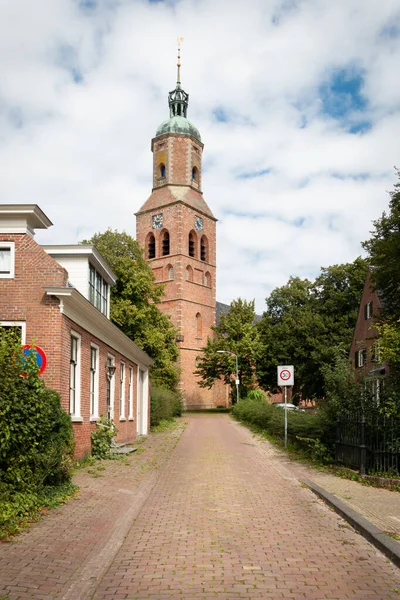 Eine Straße Dorf Eenrum Der Provinz Groningen Mit Blick Auf — Stockfoto