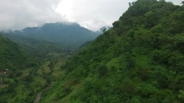 Yağmur ormanları ile kaplı dağlar boyunca uçuş