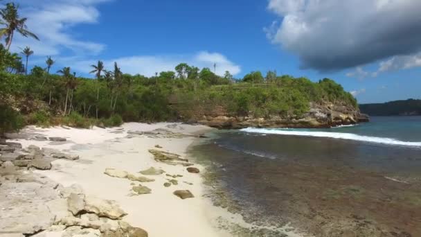 Playa tropical desierta y océano turquesa — Vídeos de Stock