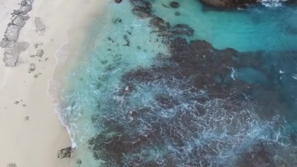 바다의 파도가 황량한 해변의 해안을 씻어 — 비디오