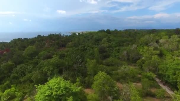 Stoupání nad lesní pahorek směrem k panoramatickém pohledu — Stock video