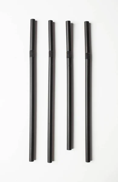 Black Straws Arranged Line Concept Ocd Obsessive Compulsive Personality Disorder — Stock Photo, Image