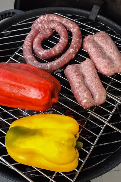 Peppers Sausages Grill — Stock Photo, Image