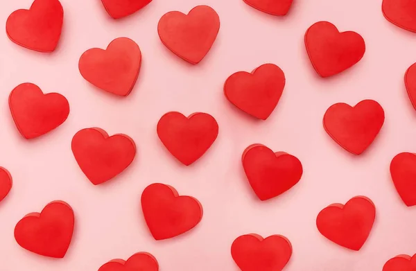 Platt Valentines Hjärtan Rosa Bakgrund Symbol För Kärlek Och Saint — Stockfoto