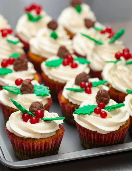 Μελόψωμο Cupcake Muffin Χριστουγεννιάτικη Διακόσμηση — Φωτογραφία Αρχείου
