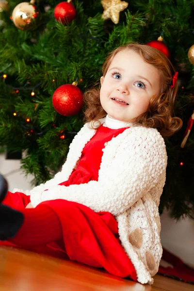 크리스마스 근처에 드레스와 아이의 초상화 — 스톡 사진