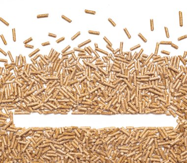 Frame made with alternative biofuel from sawdust wood pellets. clipart