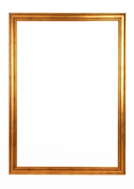 Beyaz zemin üzerine altın resim çerçevesi. Vintage barok tarzı nesne.