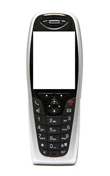 Moderne Draadloze Dect Telefoon Met Aanpasbare Weergave Witte Achtergrond — Stockfoto
