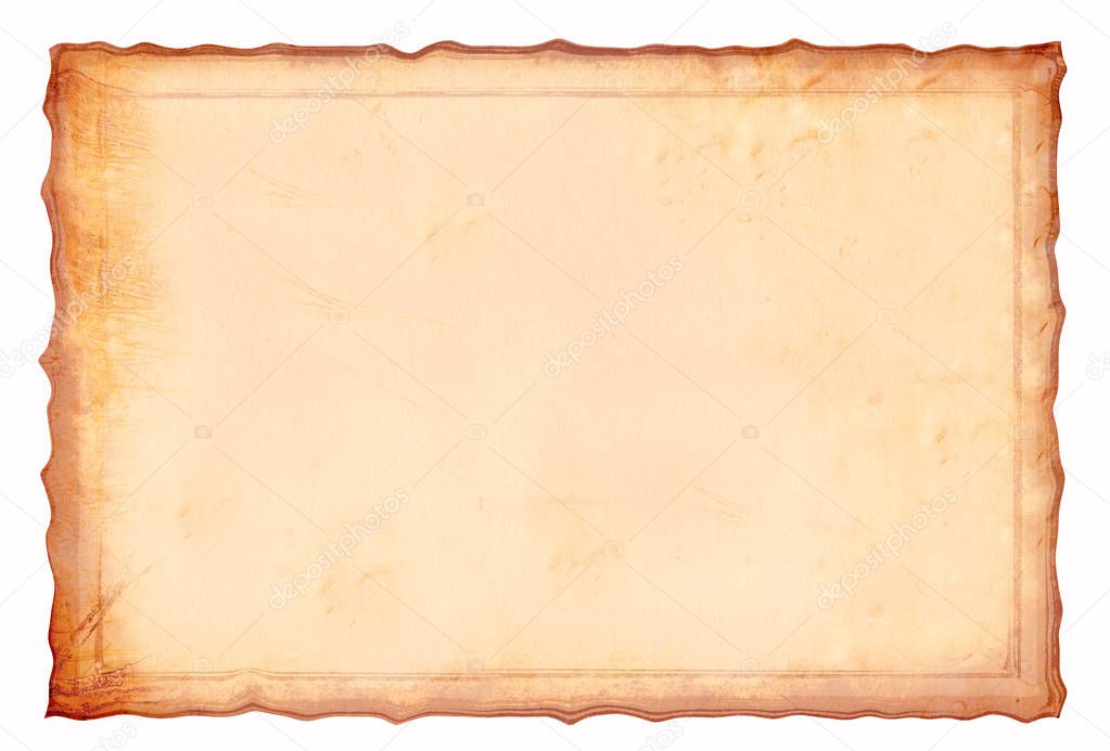 Antique yellowish parchment paper grungy background texture