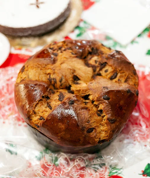 Top View Panettone Typical Italian Christmas Sweet — Stock Photo, Image