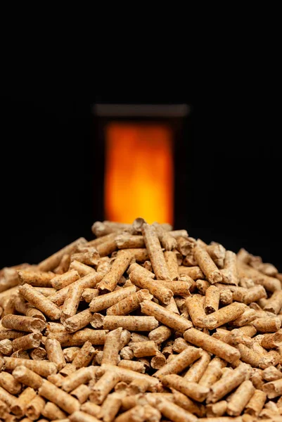 Holzpellets Mit Brennkammer Hintergrund — Stockfoto
