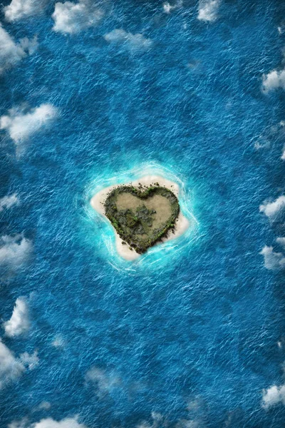 Bir Kalp Şeklinde Güzel Adasının Havadan Görünümü — Stok fotoğraf