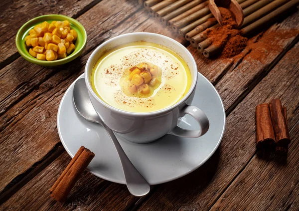 Atole Milho Bebida Com Milho Leite Canela — Fotografia de Stock