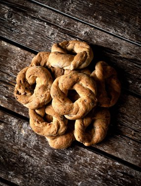 Neapolitan cookies called Taralli. They are made in Naples with pig suet, almonds and black pepper. clipart
