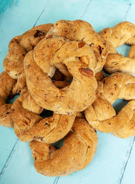 Neapolitanische Kekse Namens Taralli Sie Werden Neapel Mit Schweinesuppe Mandeln — Stockfoto