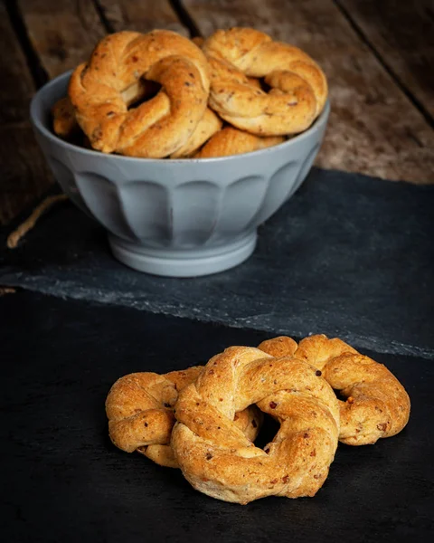 Bolachas Napolitanas Chamadas Taralli Eles São Feitos Nápoles Com Porco — Fotografia de Stock