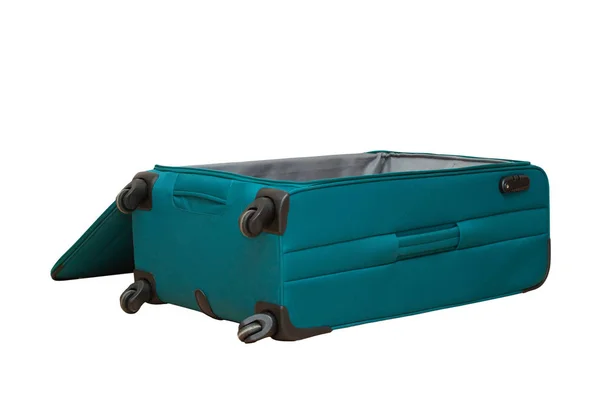 Valise ouverte pour voyager sur fond blanc — Photo