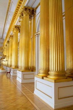 Kışlık Saray'daki altın sütunlar, St Petersburg.