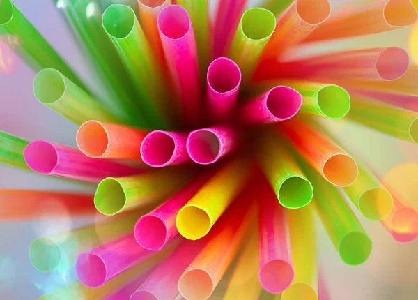 Plastic drinking straws — Stock Photo, Image