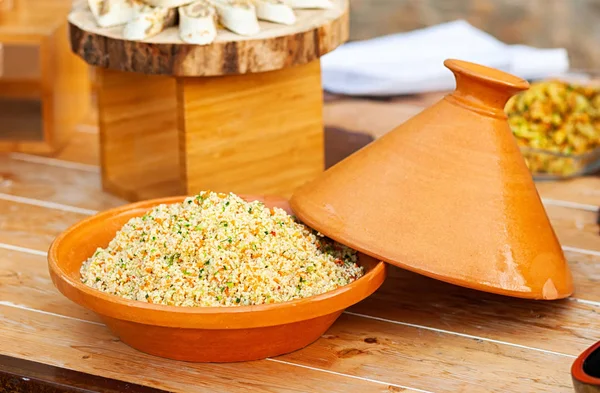Vegetable Tajine with cous cous. — Stock Photo, Image