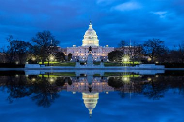 ABD Capitol yansıması, gece, Washington Dc, ABD ile