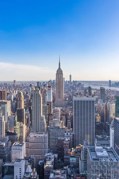 New York City Skyline Центре Манхэттена Эмпайр Стейт Билдинг Небоскребами — стоковое фото