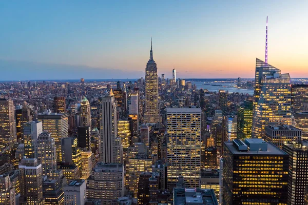 New Yorks Skyline Manhattan Downtown Med Empire State Building Och — Stockfoto