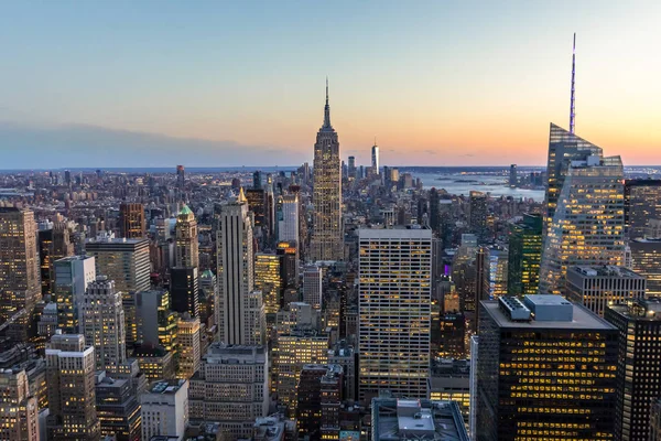 New York City Skyline Центре Манхэттена Empire State Building Небоскребами — стоковое фото
