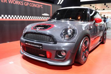 Moskova-Eylül 1: Mini John Cooper Works Gp konsept otomobil endüstrisi Moskova Uluslararası Otomobil salon Mias Moskova'da Uluslararası Sergi 1 Eylül 2012