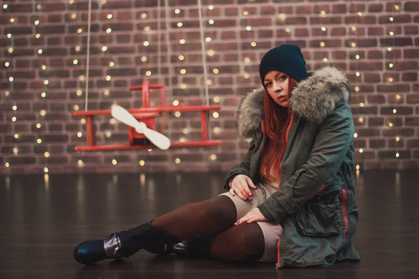 şapkalı serin güzel kızıl saçlı kız 