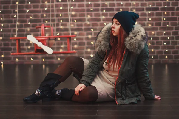 şapkalı serin güzel kızıl saçlı kız