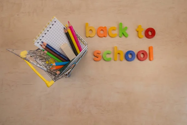 Concetto Rientro Scuola Materiale Scolastico — Foto Stock