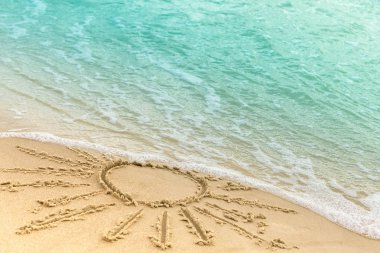 Sea wave covering symbol of the sun drawing