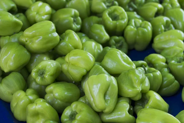 Grüner Pfeffer Auf Dem Traditionellen Türkischen Basar Zur Sommersaison — Stockfoto