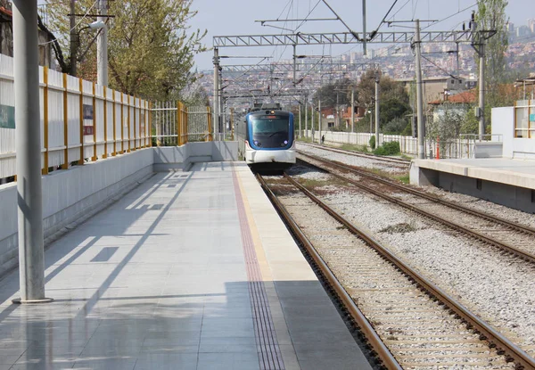 Perspective shot of urban railway station in Izmir