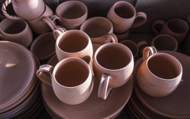 Geleneksel Türk kahvesi el yapımı Kupası tasarım Clay toplu iş için ateş yakın çekim