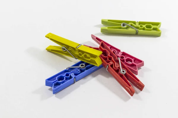 Birden Çok Renk Clothespins Perspektif Yakın Çekim Çekim — Stok fotoğraf