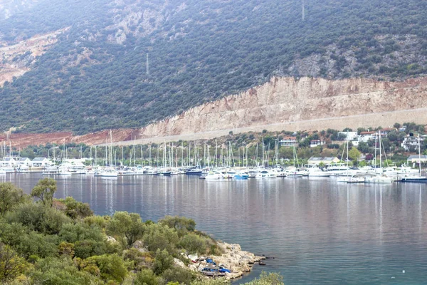 Perspektíva Lőni Jachtok Elhelyezni Kis Kikötő Földközi Tenger Törökország — Stock Fotó