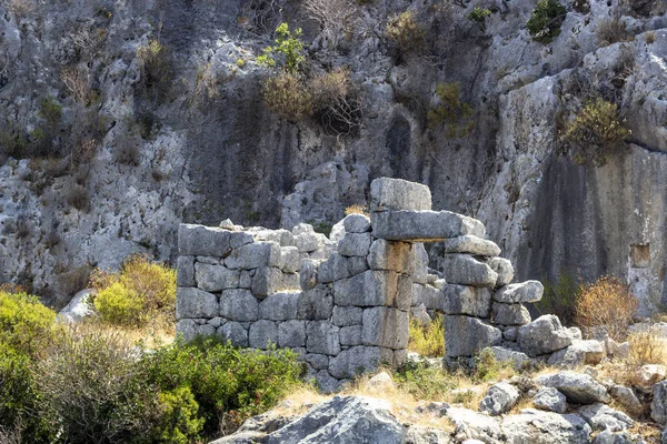 Perspektif Çekim Tarihi Duvar Taş Duvar Berbat Akdeniz Likya Insanlara — Stok fotoğraf