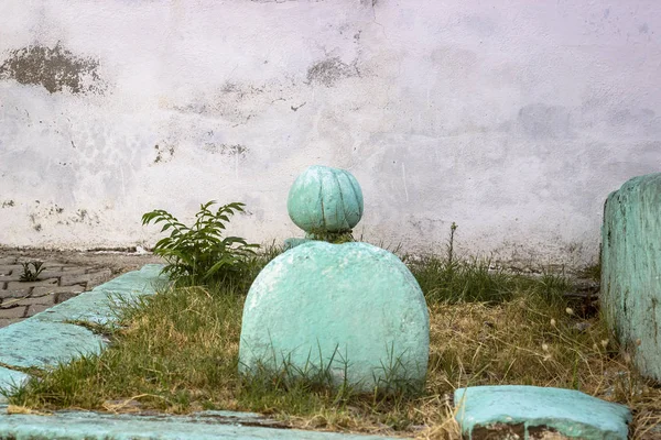 Açık Yakın Çekim Yeşil Renk Ile Eski Osmanlı Mezar — Stok fotoğraf