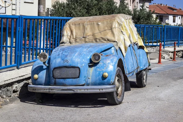 Perspective Shoot Old Blue Colored Car — Stock Photo, Image