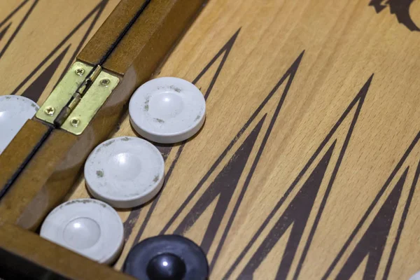 Szczelnie Góry Przycięte Strzelać Backgammon Słabym Świetle — Zdjęcie stockowe