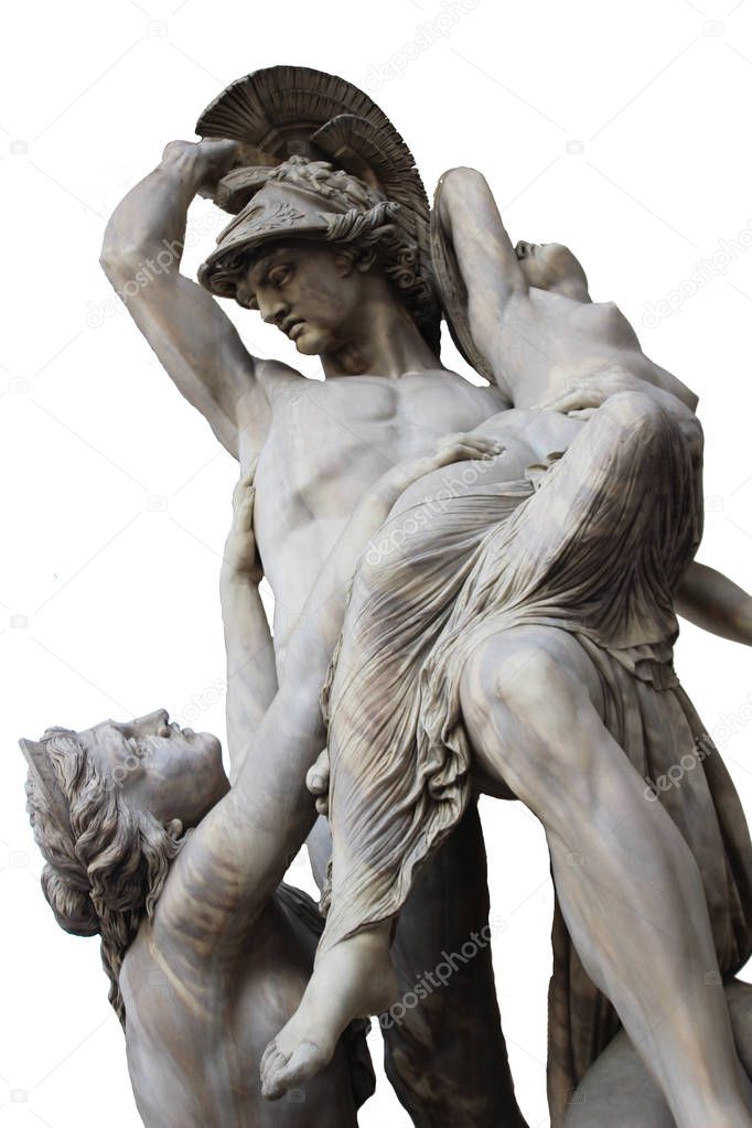 Isolated shoot for old marble renaissance female greek mythology sculpture scene in florence