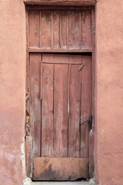 Tiro Dianteiro Porta Madeira Tradicional Aldeia Turca — Fotografia de Stock