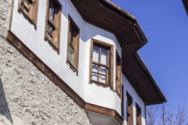 Safranbolu 'da cephe ahşap pencere eski evin yatay çekim