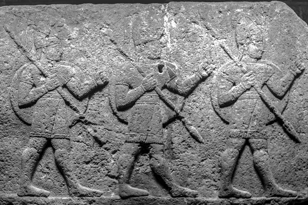 Vista Frontal Antiga Civilização Hittite Anatoliana Pedra Artesanal Fez Figuras Fotos De Bancos De Imagens