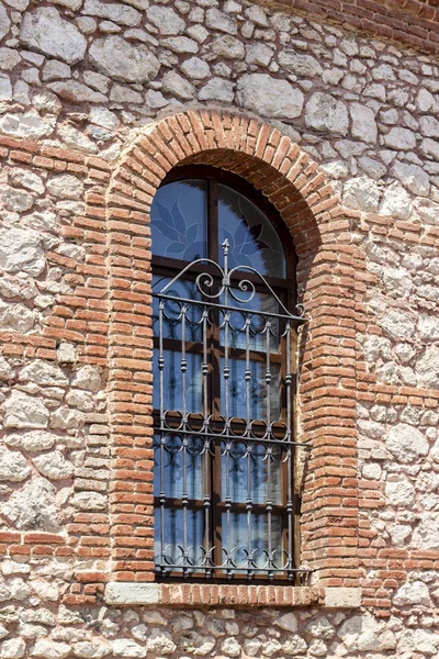 Pencere Geleneksel Türk Evi Eski Yığma Taş Perspektif Ateş — Stok fotoğraf