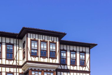 Eski geleneksel duvar ahşap konak Perspektif ateş